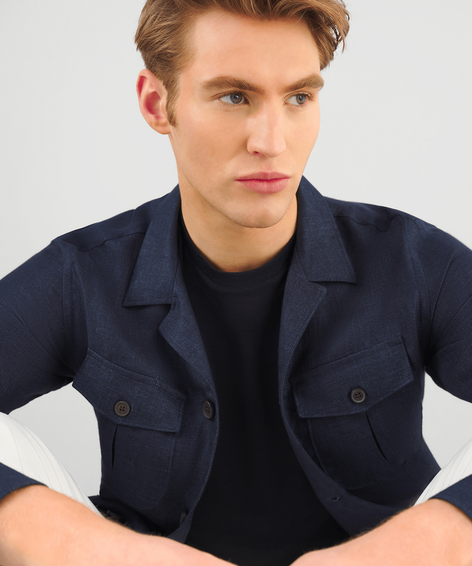 SOCI3TY Overshirt linnen blauw - The Society Shop