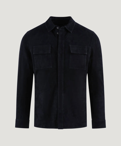 SOCI3TY Overshirt suède donkerblauw - The Society Shop