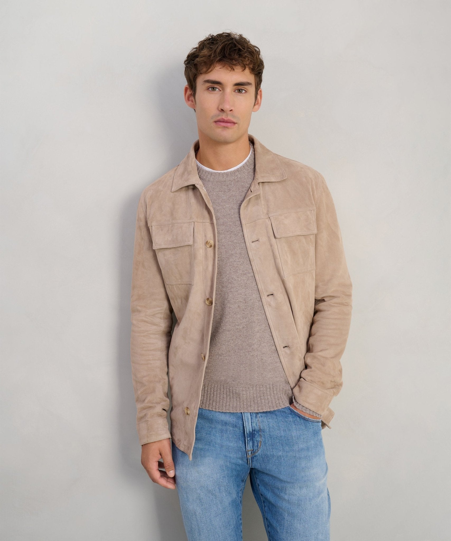 SOCI3TY Overshirt suède lichtbruin - THE SOCIETY SHOP