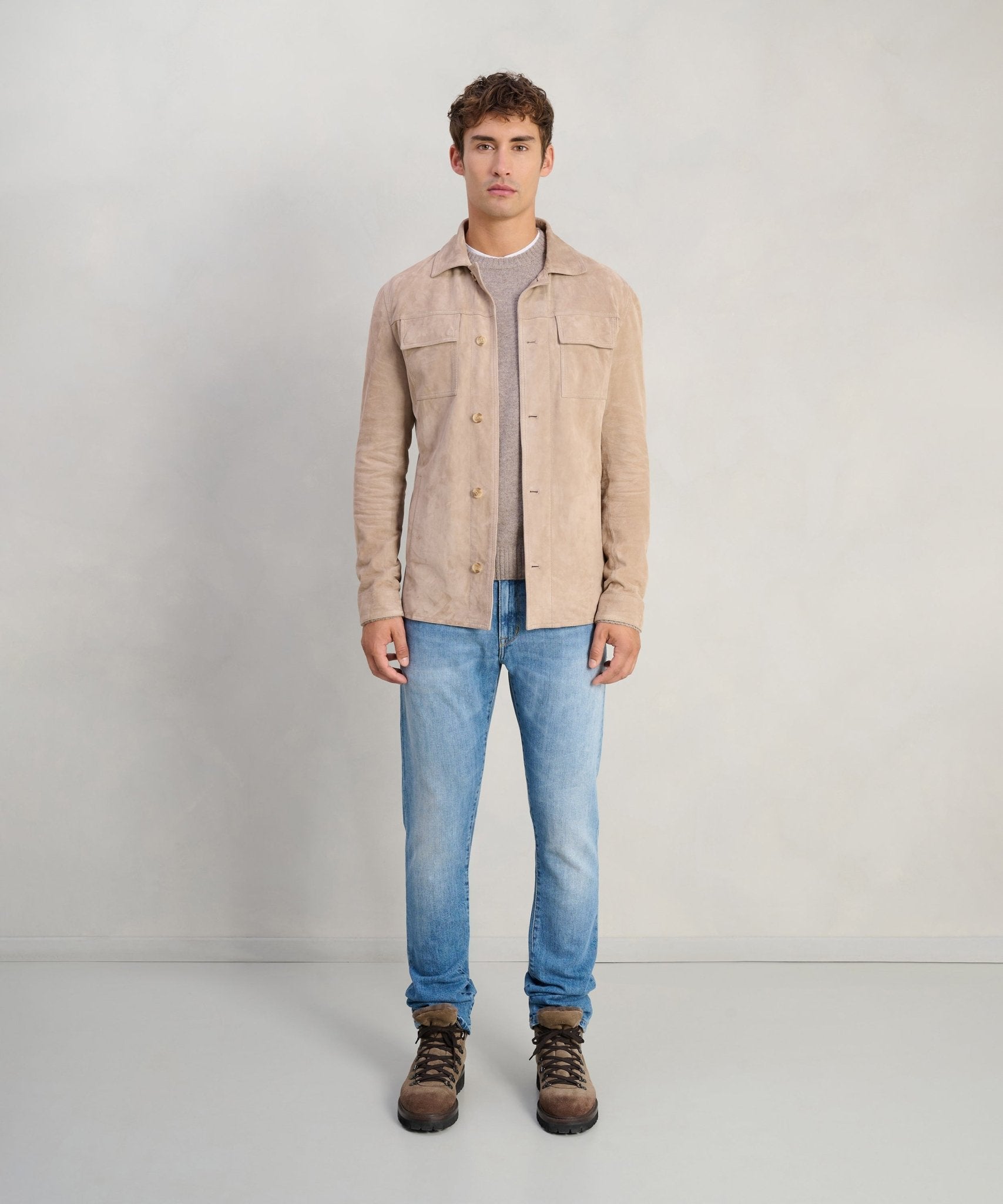 SOCI3TY Overshirt suède lichtbruin - THE SOCIETY SHOP