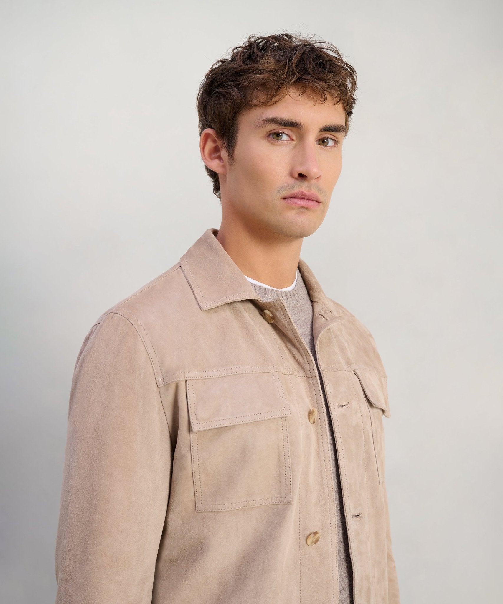 SOCI3TY Overshirt suède lichtbruin - THE SOCIETY SHOP