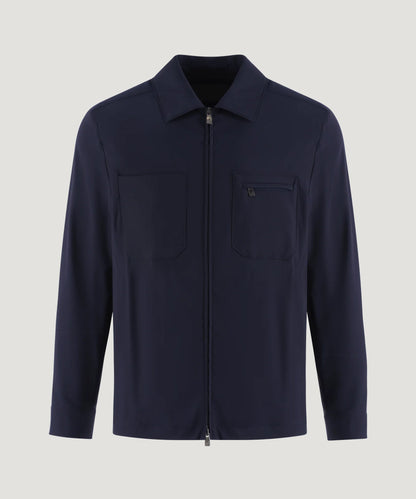 Corneliani Overshirt wol stretch donkerblauw - The Society Shop