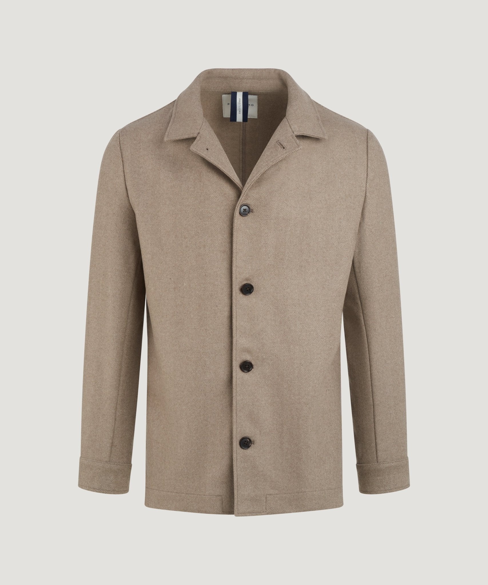 Profuomo Overshirt wol visgraat beige - THE SOCIETY SHOP