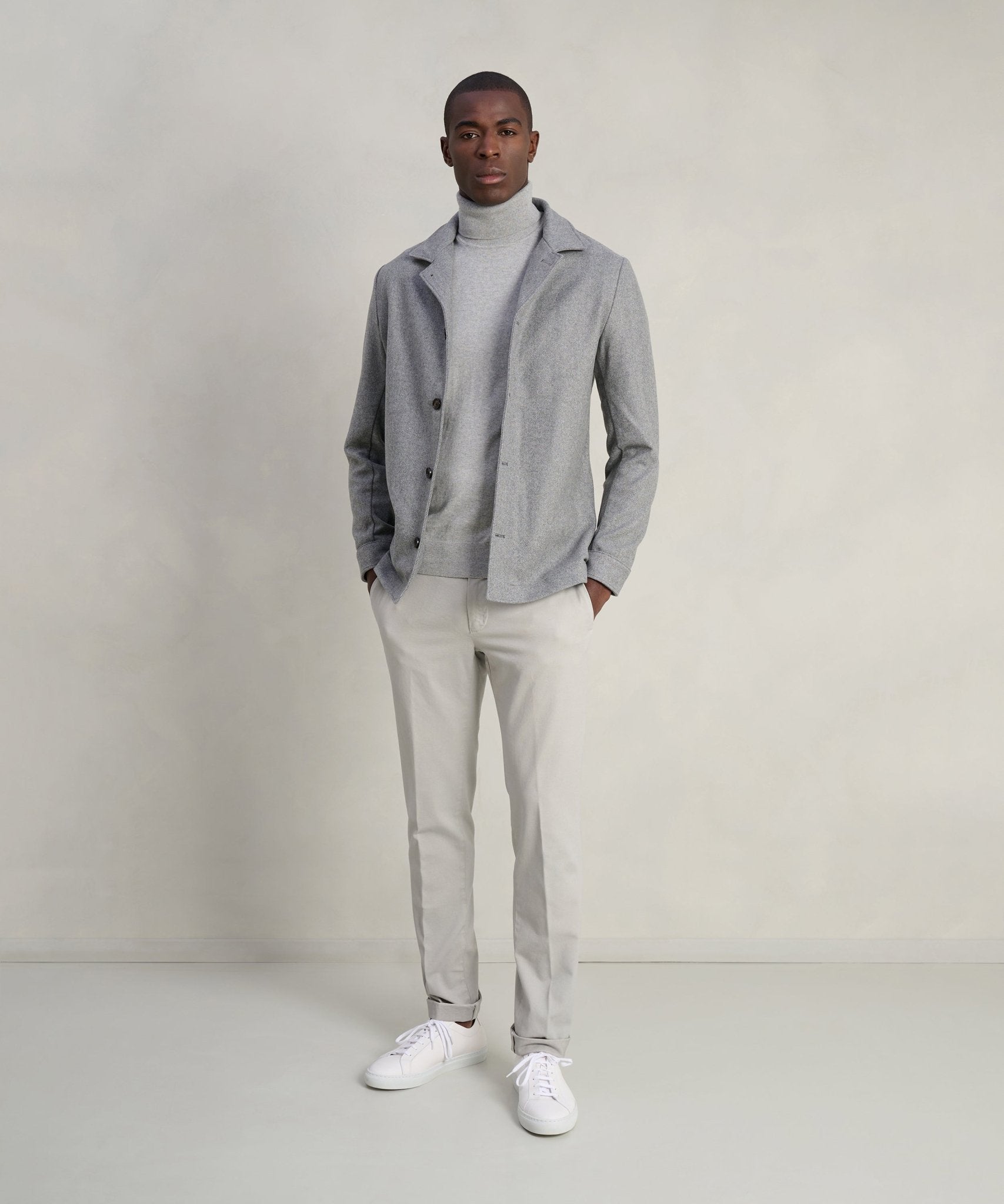 Profuomo Overshirt wol visgraat grijs - THE SOCIETY SHOP
