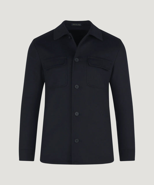 SOCI3TY Overshirt wol/kasjmier donkerblauw - The Society Shop