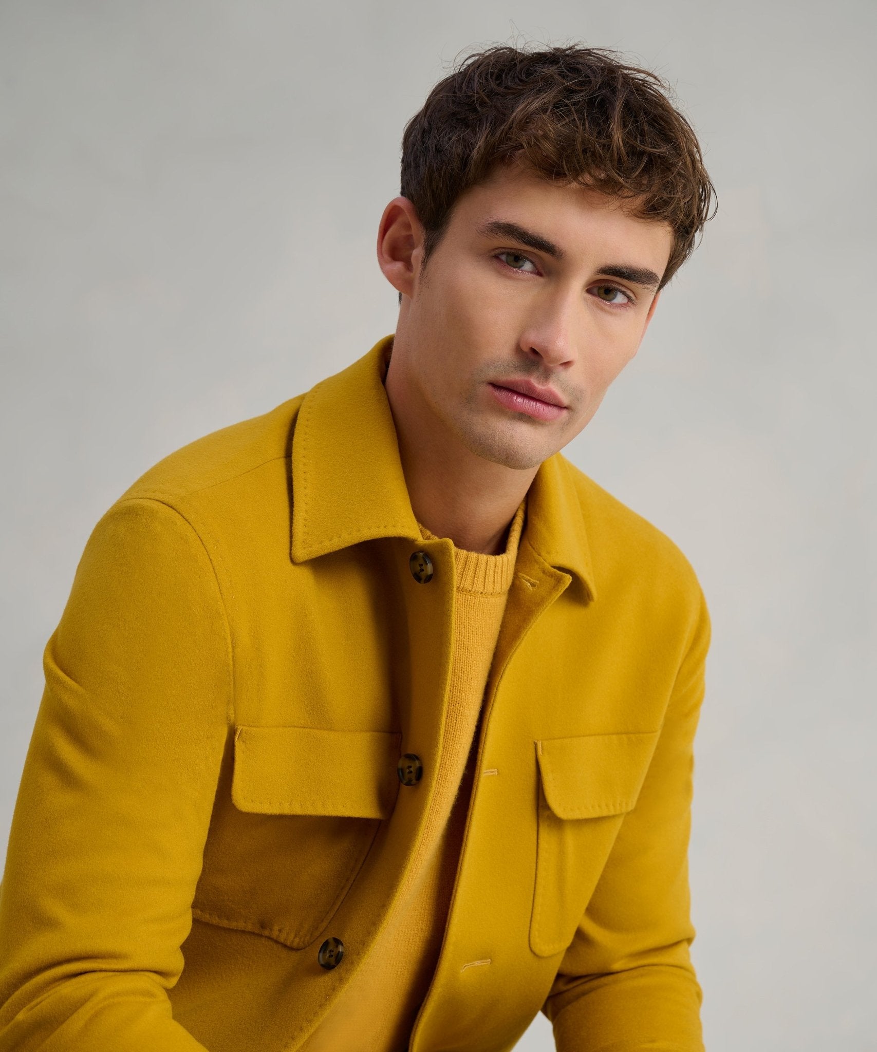 SOCI3TY Overshirt wol/kasjmier SOCI3TY Yellow (woven by Loro Piana) - The Society Shop