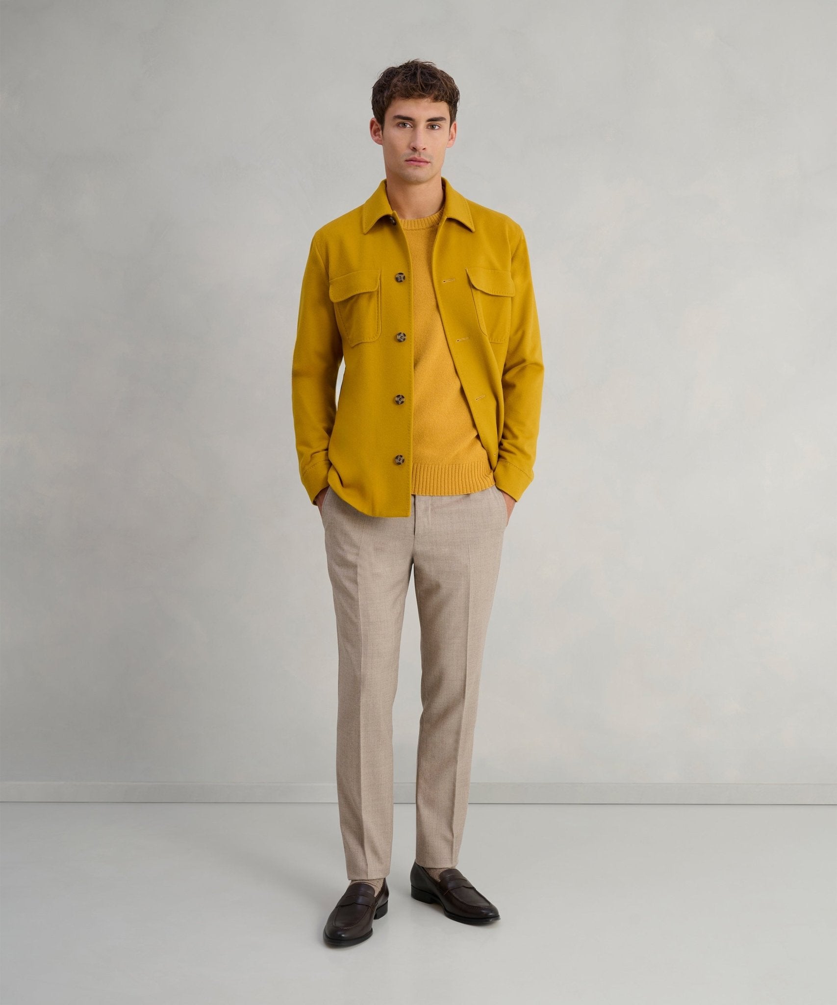 SOCI3TY Overshirt wol/kasjmier SOCI3TY Yellow (woven by Loro Piana) - The Society Shop