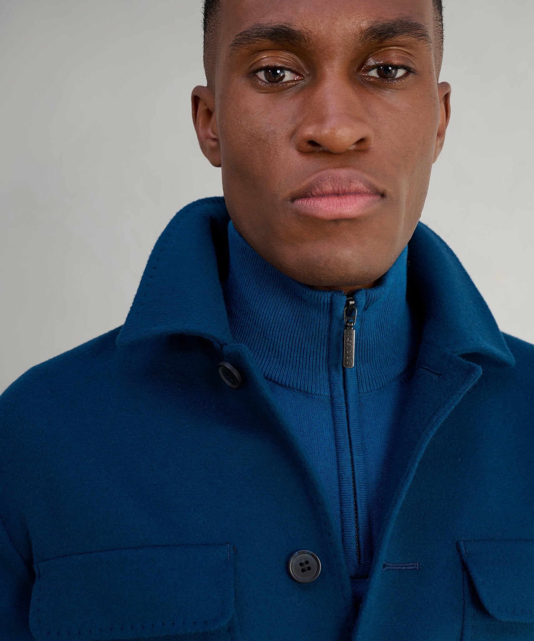 SOCI3TY Overshirt wol/kasjmier teal (woven by Santa Lucia) - The Society Shop