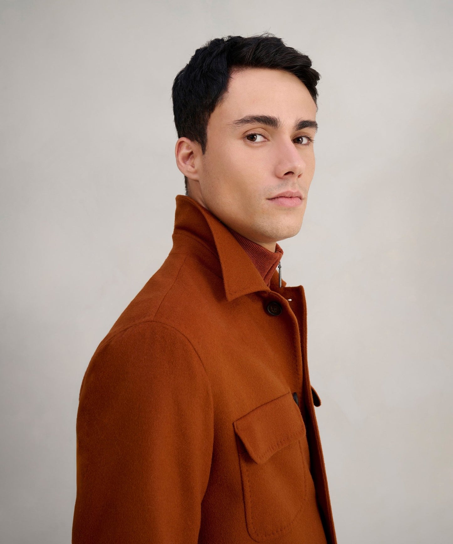 SOCI3TY Overshirt wol/kasjmier tobacco (woven by Santa Lucia) - The Society Shop