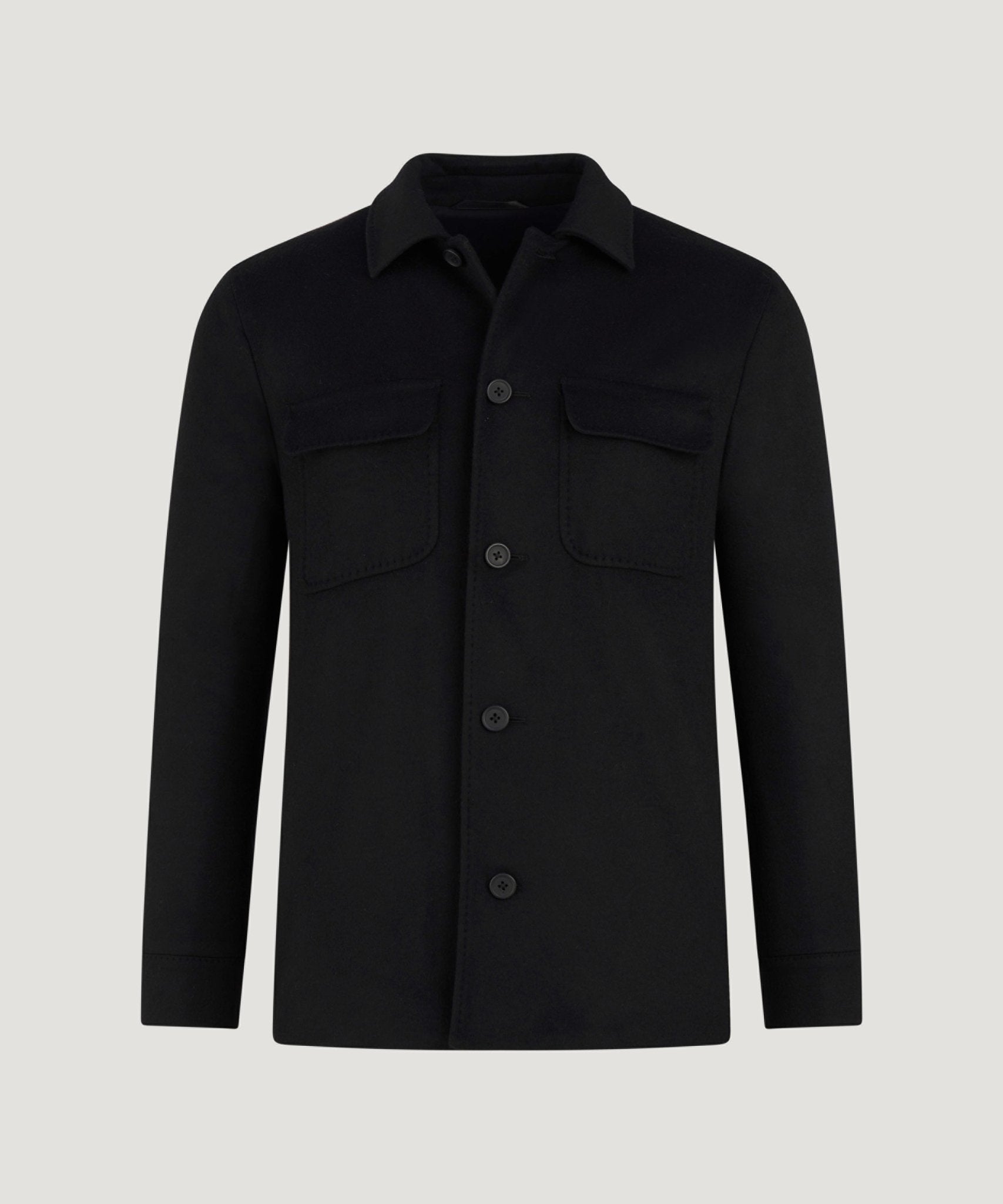SOCI3TY Limited Overshirt wol/kasjmier zwart - THE SOCIETY SHOP