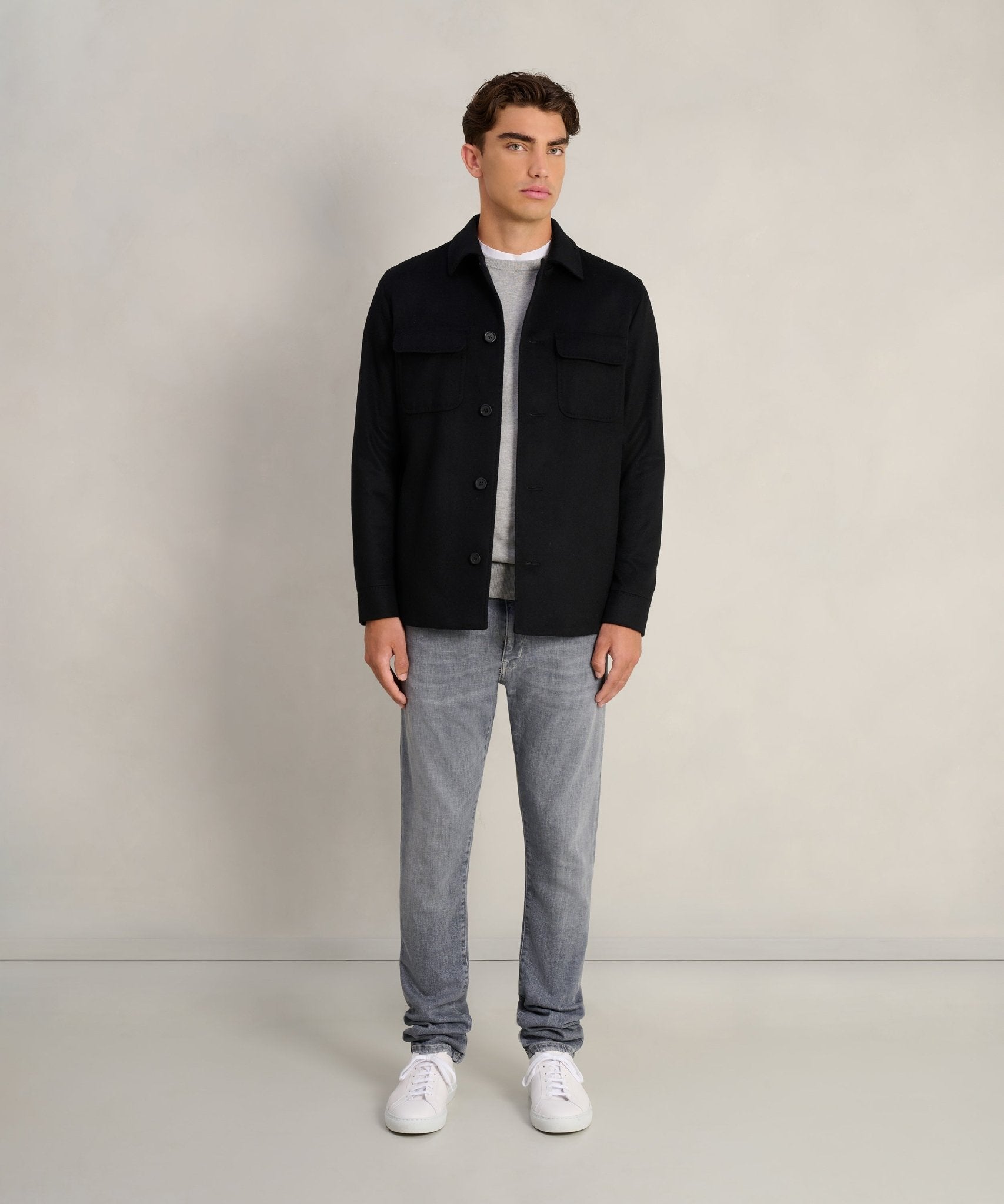 SOCI3TY Limited Overshirt wol/kasjmier zwart - THE SOCIETY SHOP