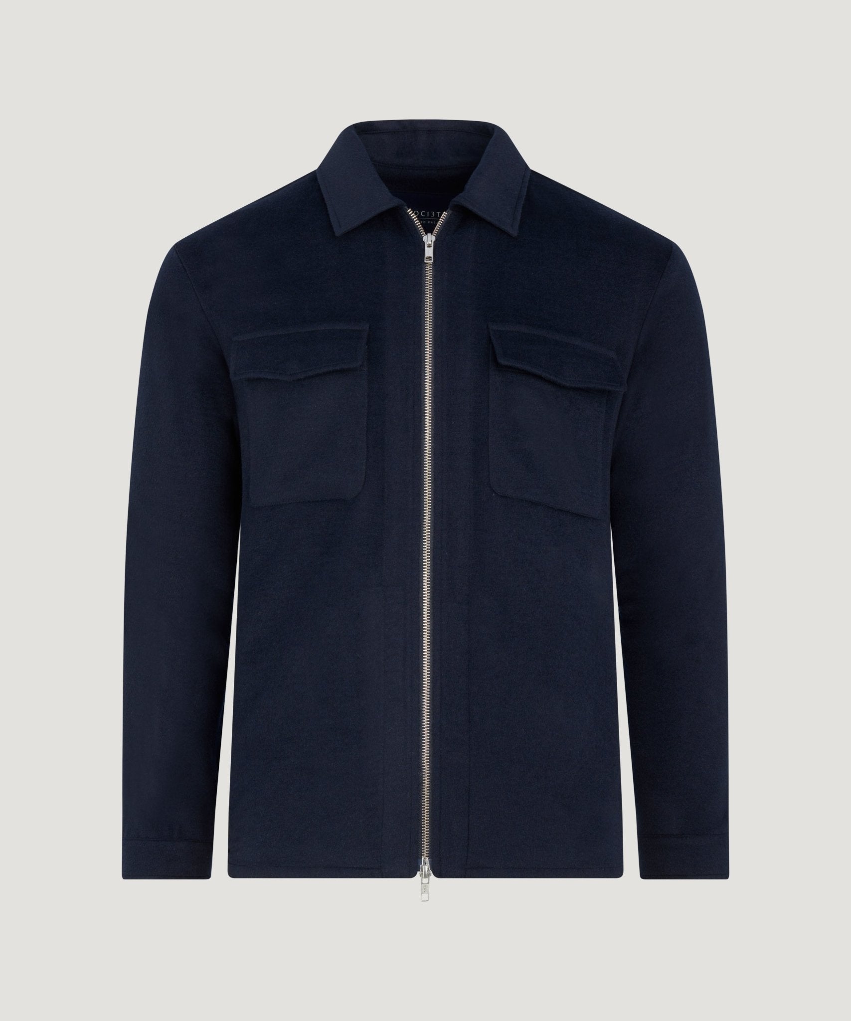 SOCI3TY Overshirt wol/zijde/vicuña donkerblauw - THE SOCIETY SHOP