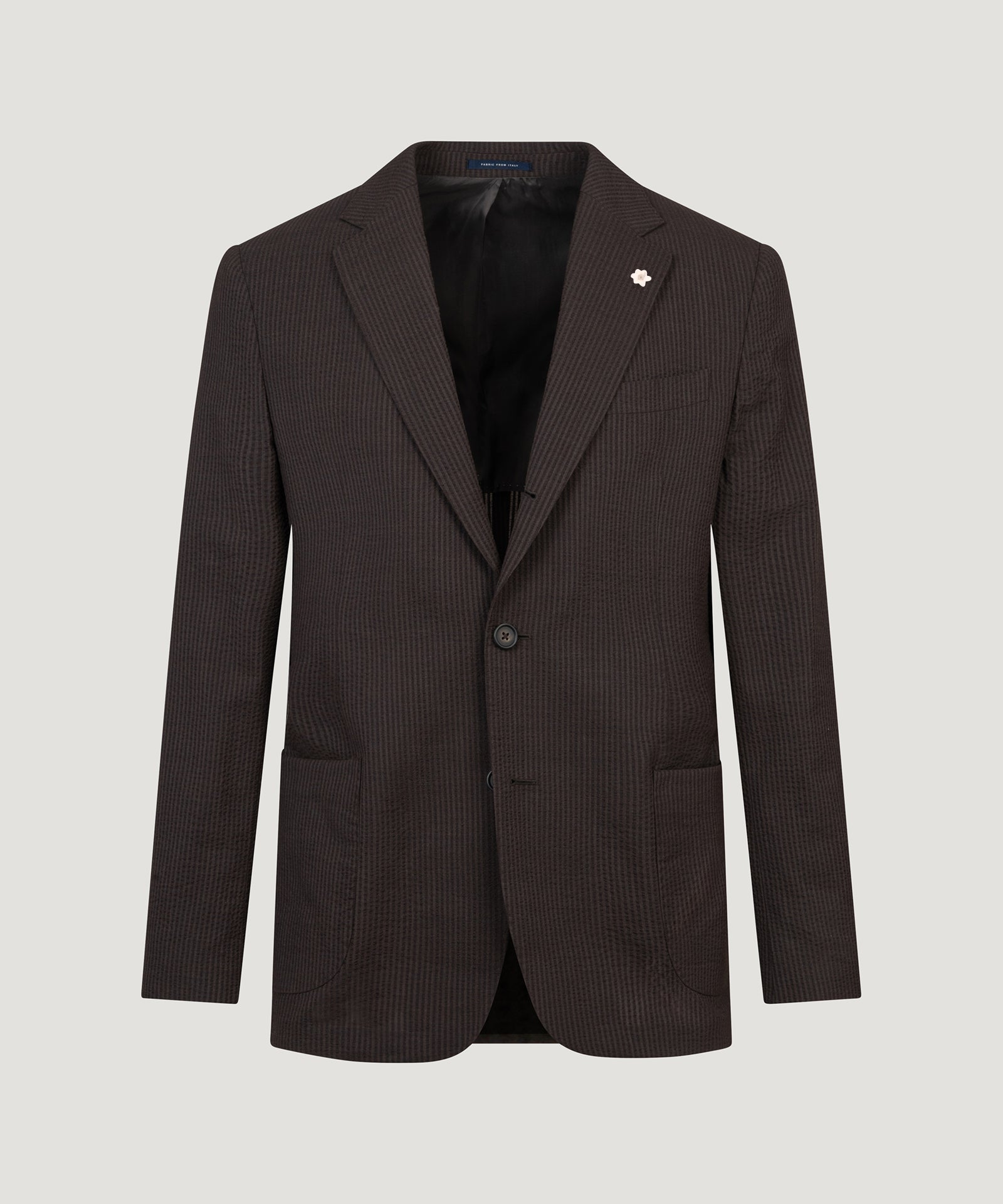 SOCI3TY Limited Fashion Pak met shorts LIGHTEST seersucker wol/zijde donkerbruin - THE SOCIETY SHOP