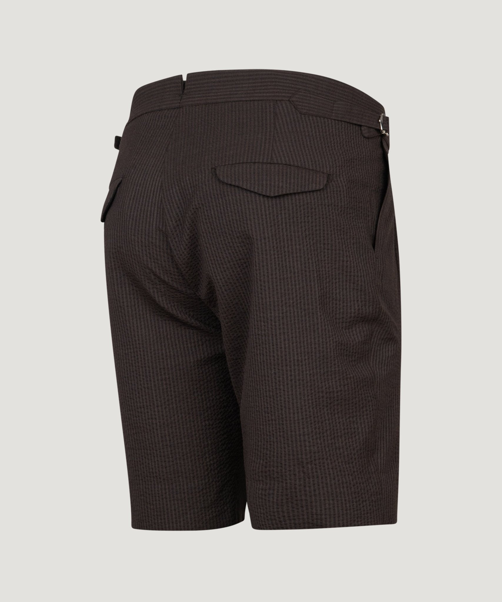 SOCI3TY Limited Fashion Pak met shorts LIGHTEST seersucker wol/zijde donkerbruin - THE SOCIETY SHOP