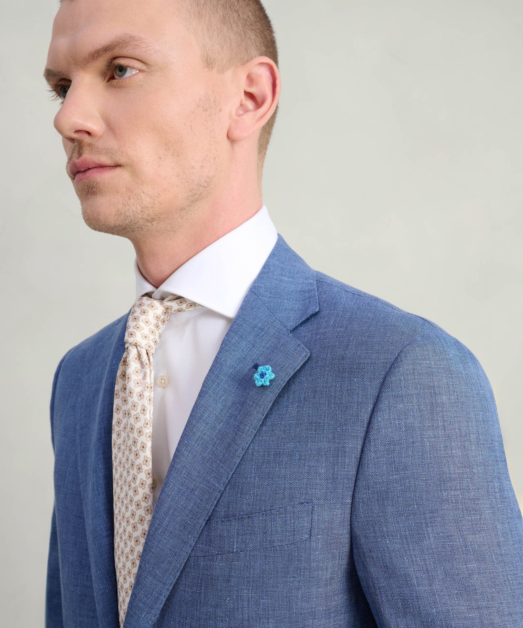 Corneliani Pak scheerwol/linnen/zijde middenblauw - THE SOCIETY SHOP