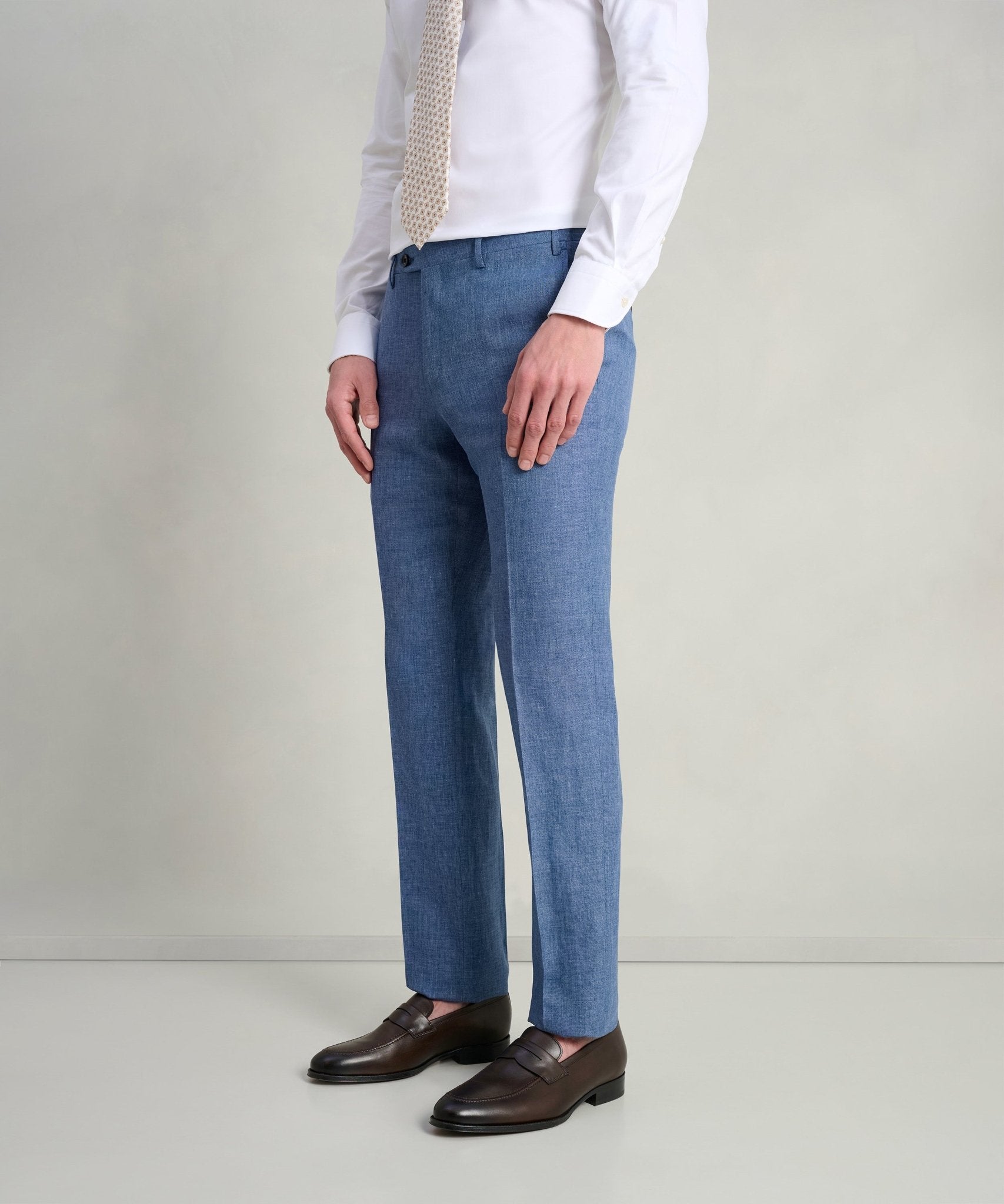 Corneliani Pak scheerwol/linnen/zijde middenblauw - THE SOCIETY SHOP