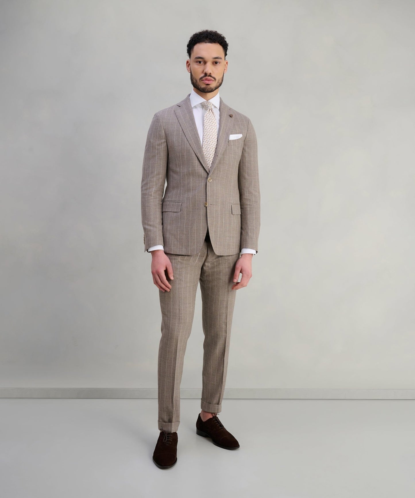 SOCI3TY Limited Pak wol beige gestreept (Pecora Nera® by Loro Piana) - The Society Shop