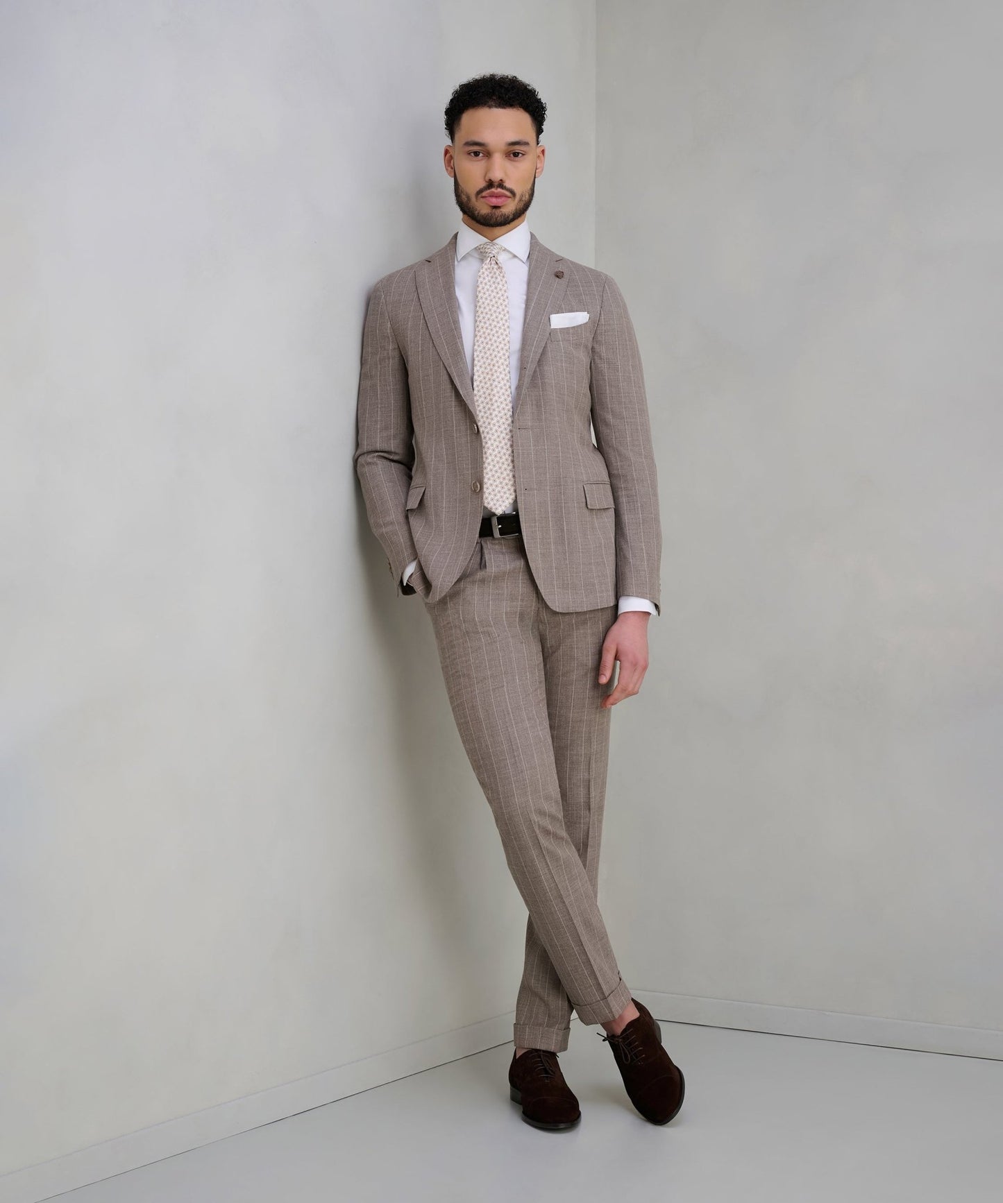 SOCI3TY Limited Pak wol beige gestreept (Pecora Nera® by Loro Piana) - The Society Shop