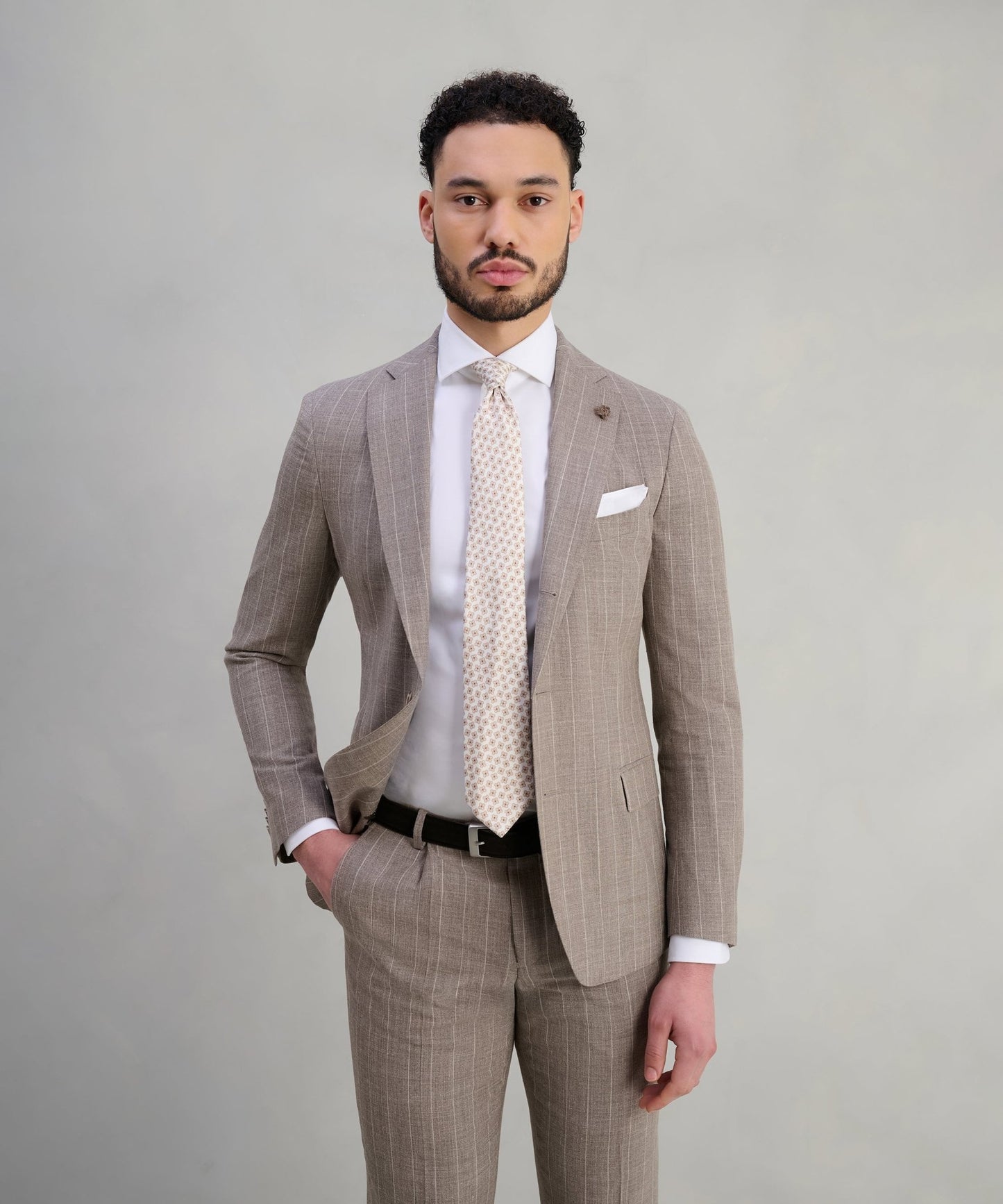 SOCI3TY Limited Pak wol beige gestreept (Pecora Nera® by Loro Piana) - The Society Shop