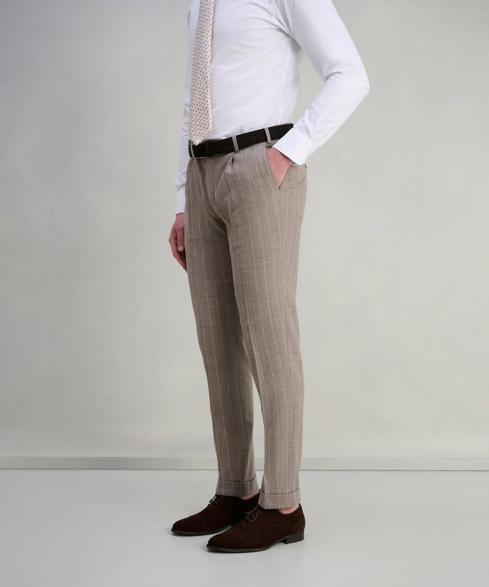 SOCI3TY Limited Pak wol beige gestreept (Pecora Nera® by Loro Piana) - The Society Shop