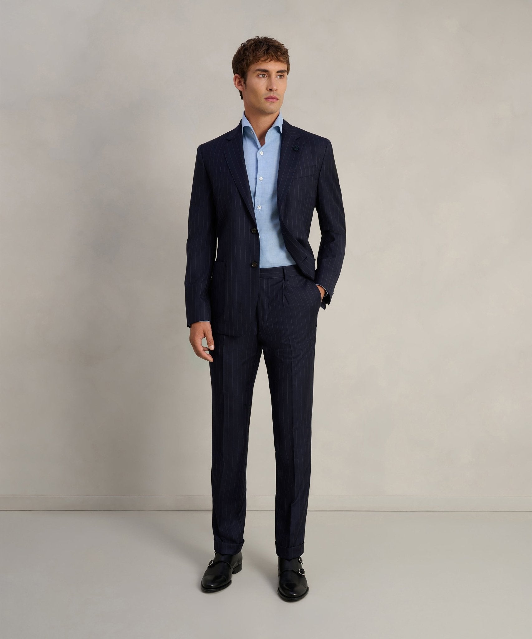 SOCI3TY Limited Pak wol blauw gestreept - THE SOCIETY SHOP
