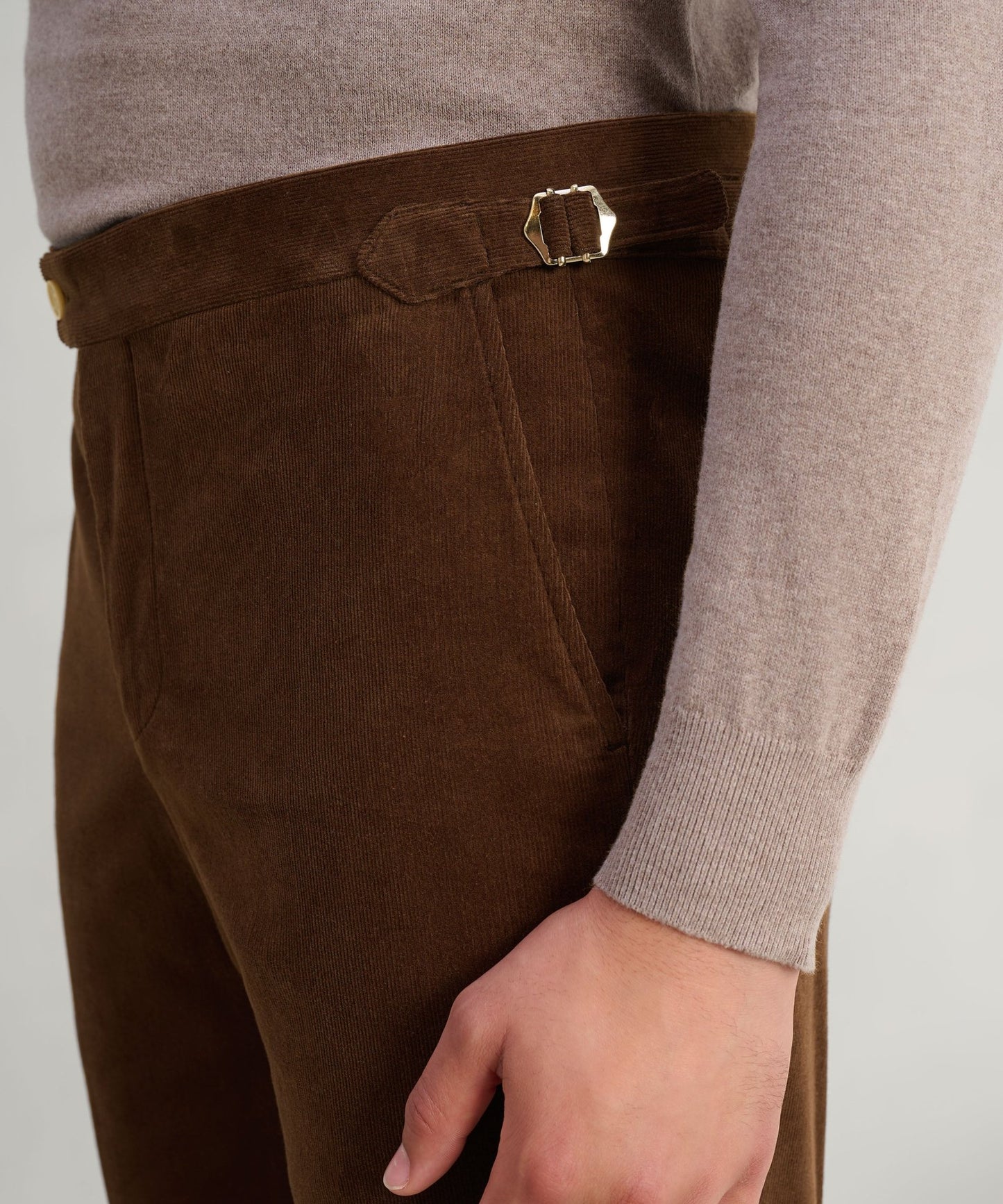 SOCI3TY Pantalon ribcord katoen roestbruin - The Society Shop