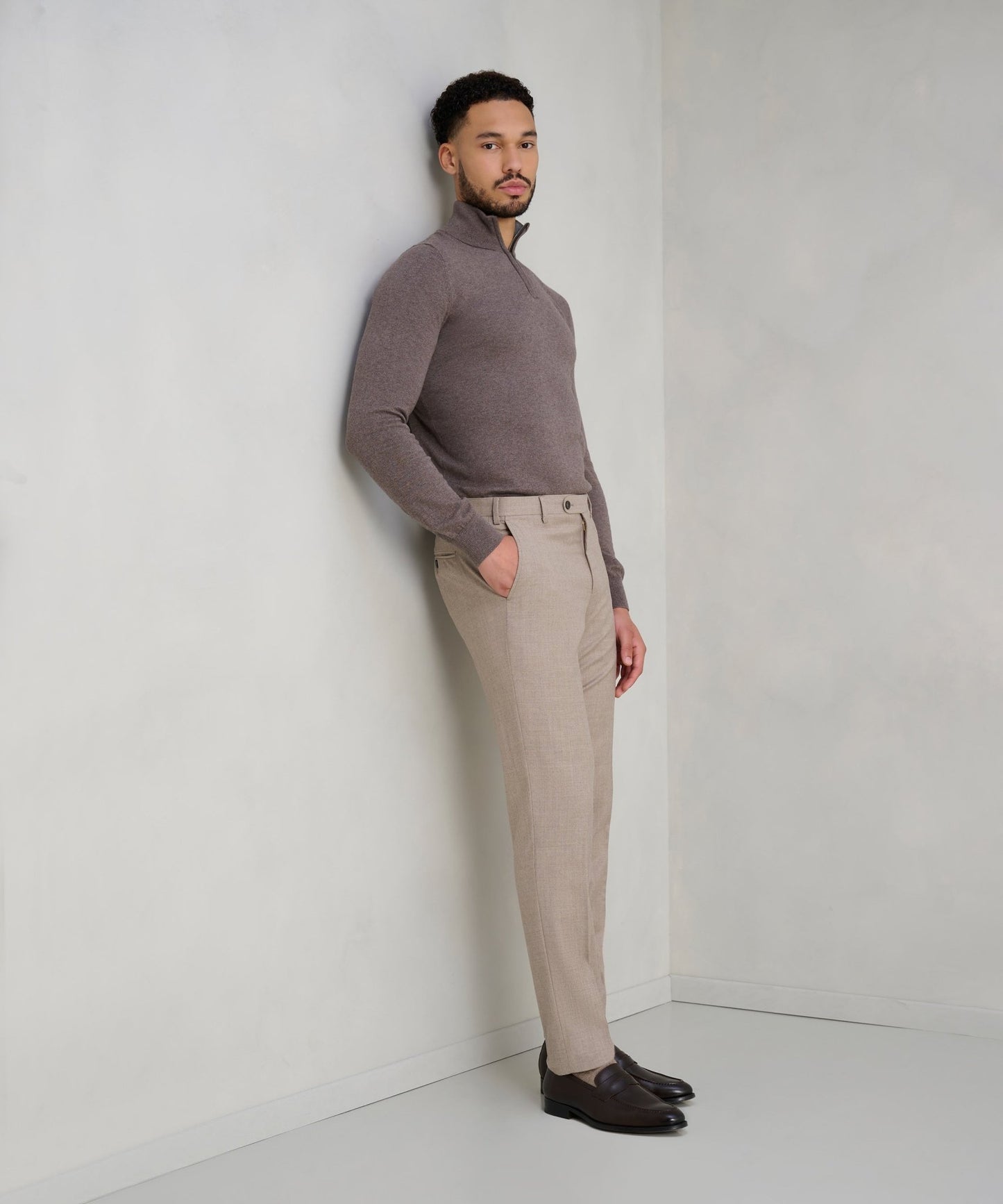 SOCI3TY Pantalon wol flanel beige - The Society Shop