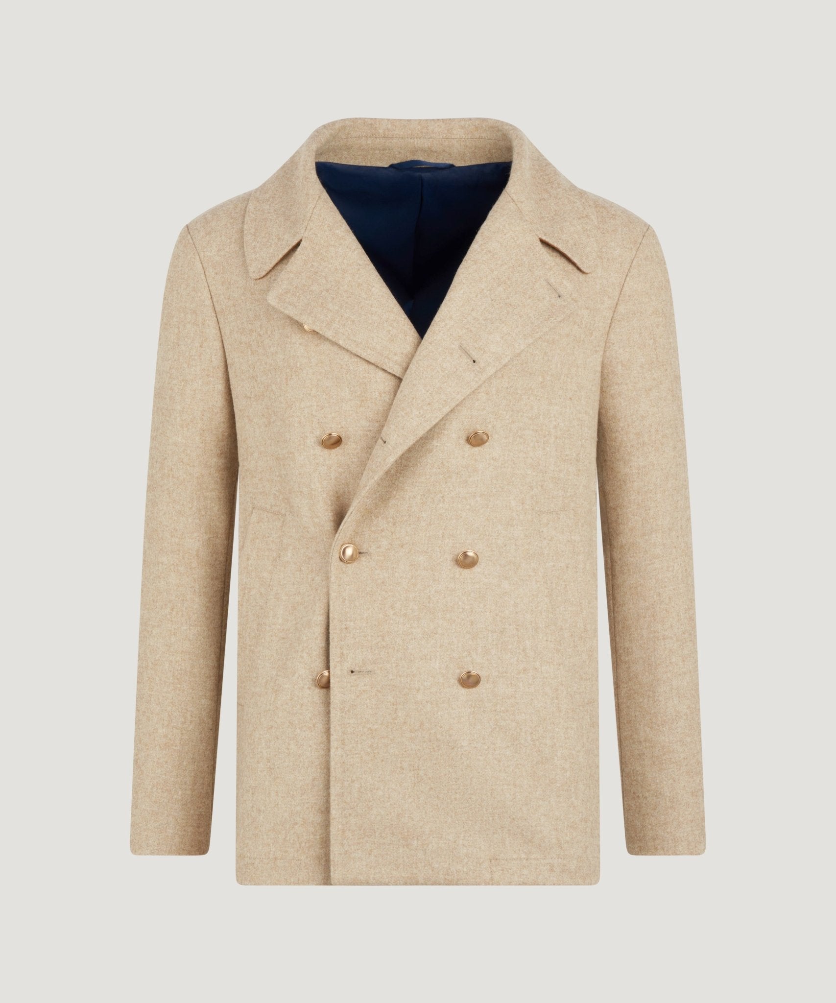 SOCI3TY Limited Pea coat Shetland wol beige - THE SOCIETY SHOP