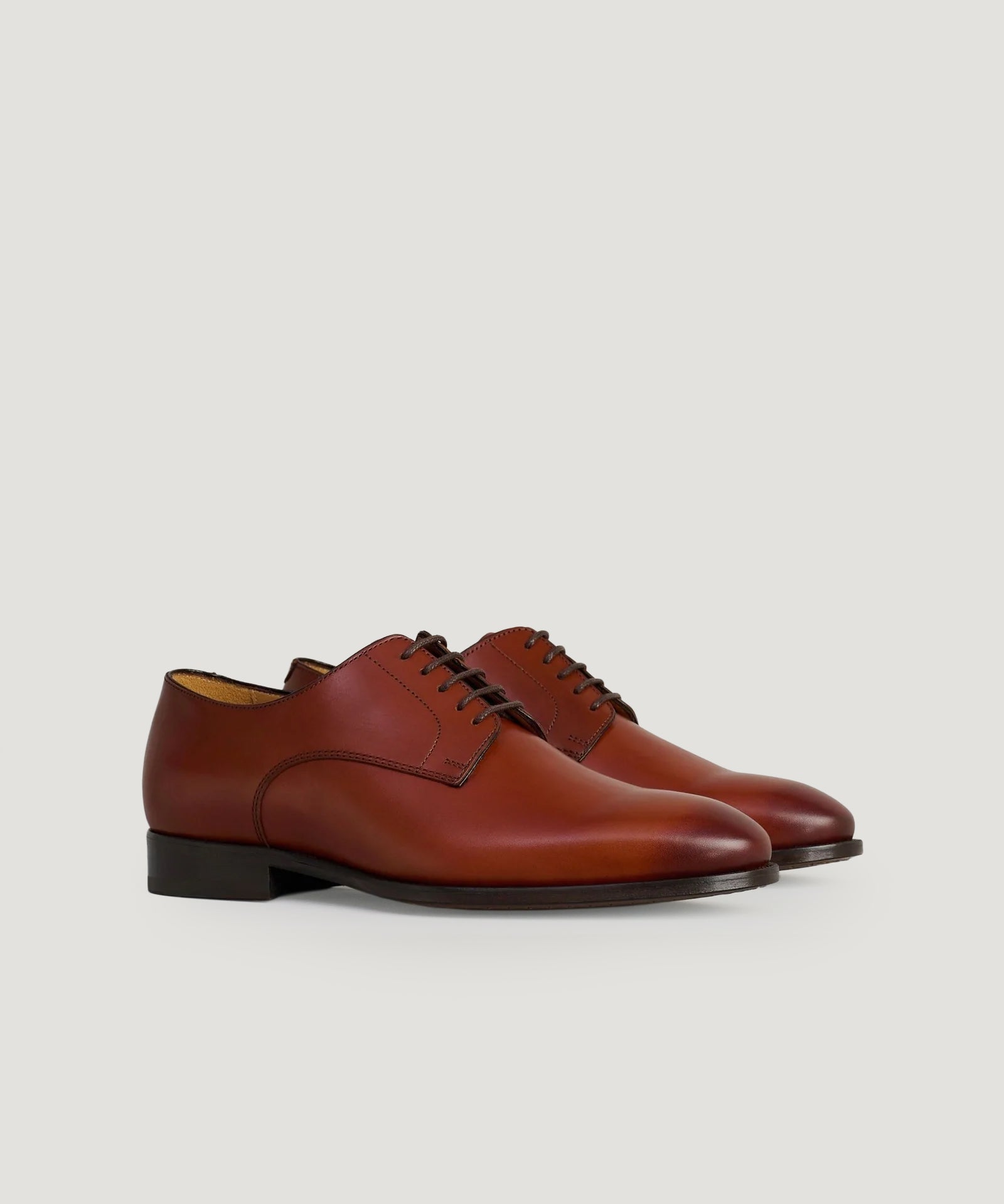 SOCI3TY Plain toe derby veterschoen kalfsleer bruin - THE SOCIETY SHOP