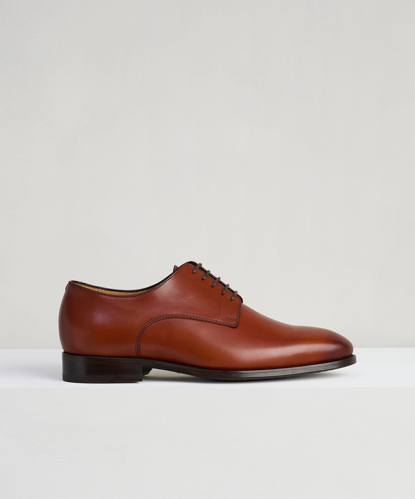 SOCI3TY Plain toe derby veterschoen kalfsleer bruin - The Society Shop