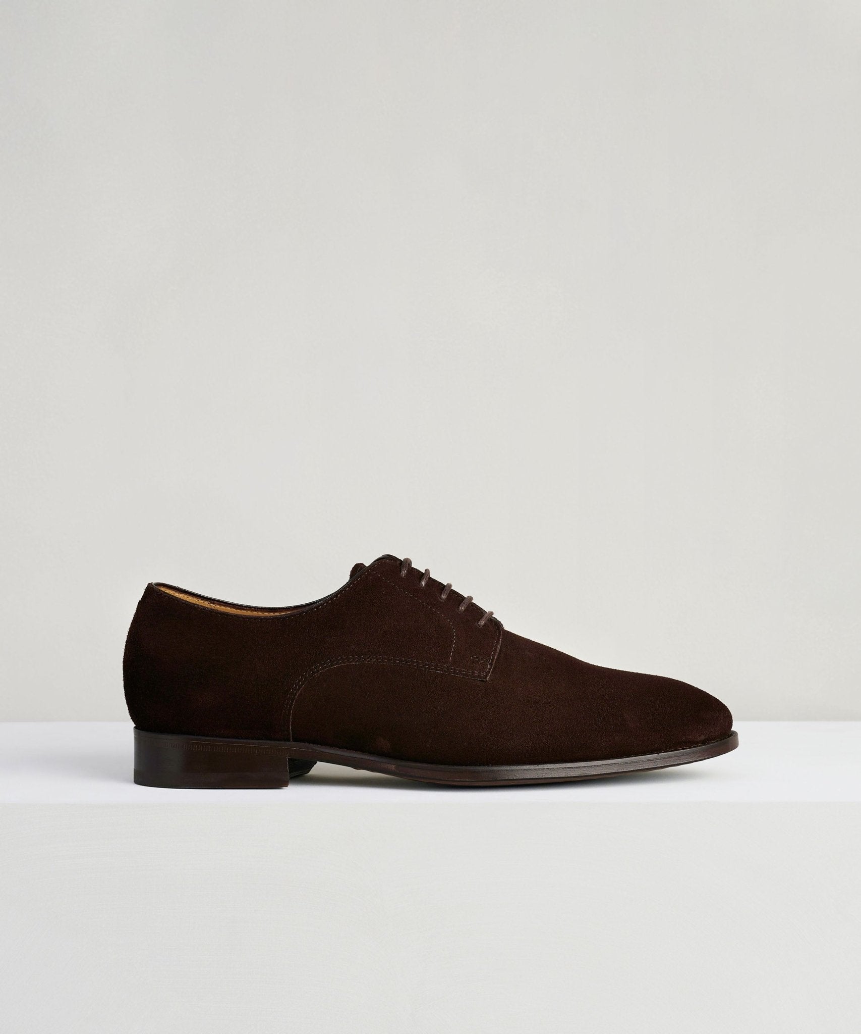 SOCI3TY Plain toe derby veterschoen kalfssuède donkerbruin - The Society Shop