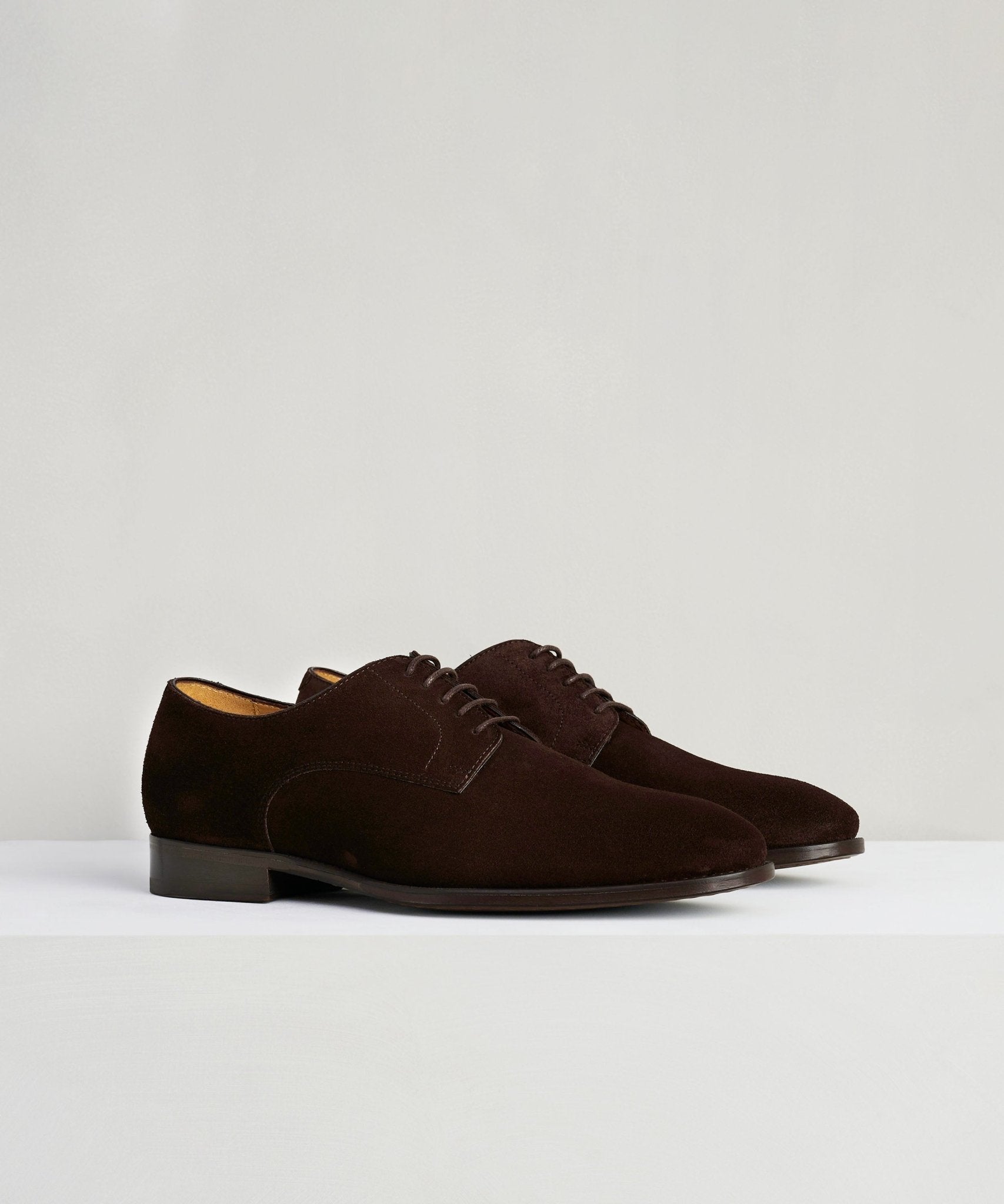 SOCI3TY Plain toe derby veterschoen kalfssuède donkerbruin - The Society Shop