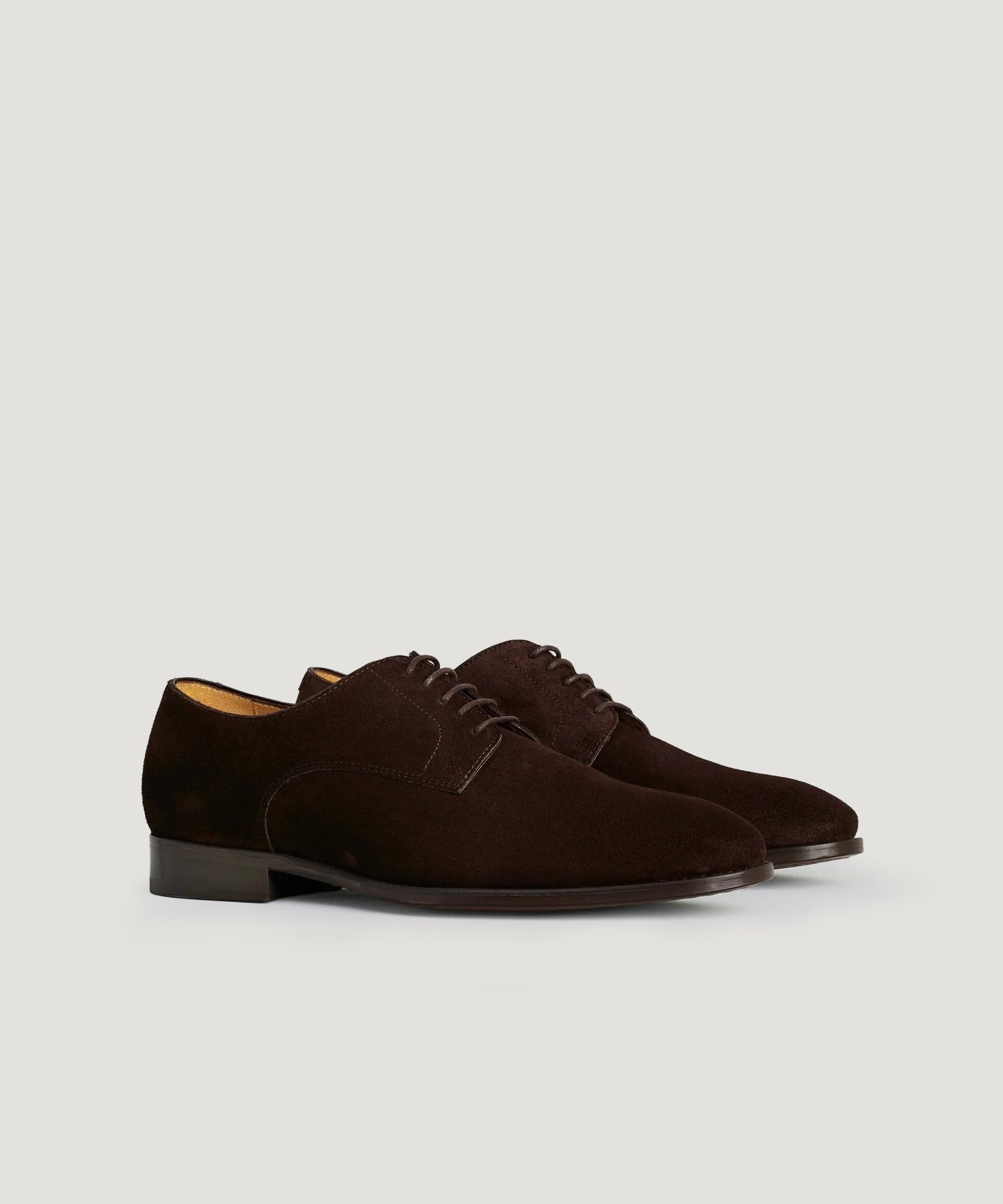 SOCI3TY Plain toe derby veterschoen kalfssuède donkerbruin - THE SOCIETY SHOP
