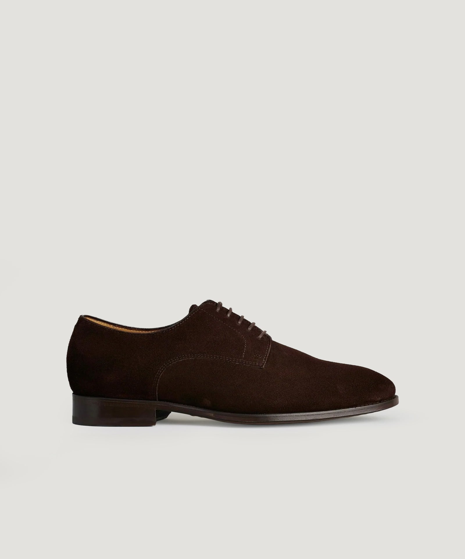 SOCI3TY Plain toe derby veterschoen kalfssuède donkerbruin - THE SOCIETY SHOP
