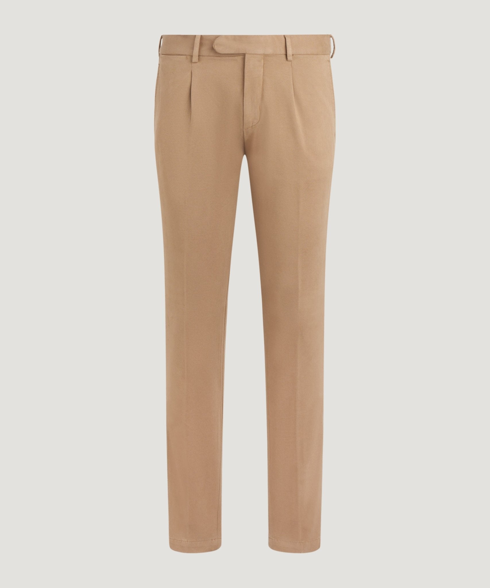 SOCI3TY Pleated pantalon Supima cotton stretch camel - THE SOCIETY SHOP