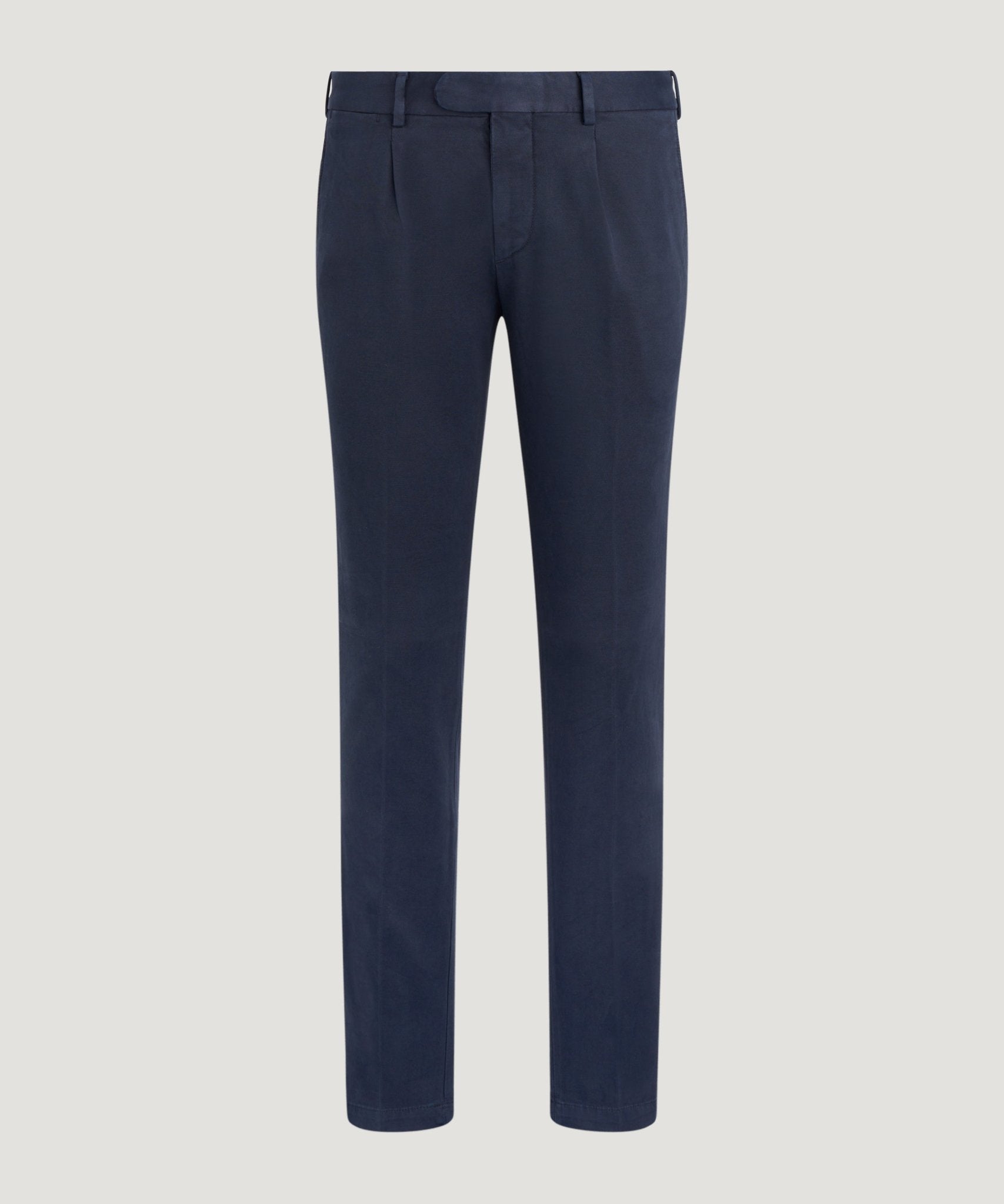SOCI3TY Pleated pantalon Supima cotton stretch donkerblauw - THE SOCIETY SHOP