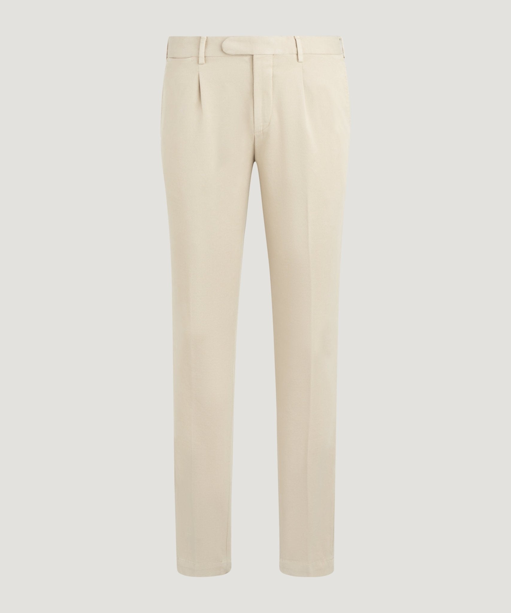 SOCI3TY Pleated pantalon Supima cotton stretch zand - THE SOCIETY SHOP