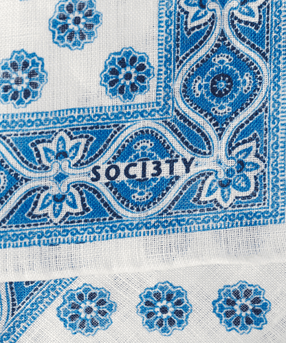 SOCI3TY Pochet linnen blauw/wit - The Society Shop