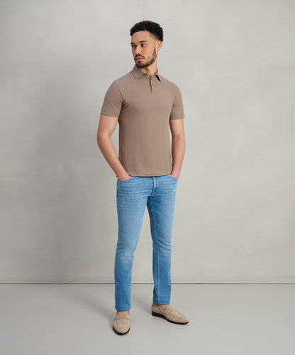 SOCI3TY Polo Cool Cotton lichtbruin - THE SOCIETY SHOP