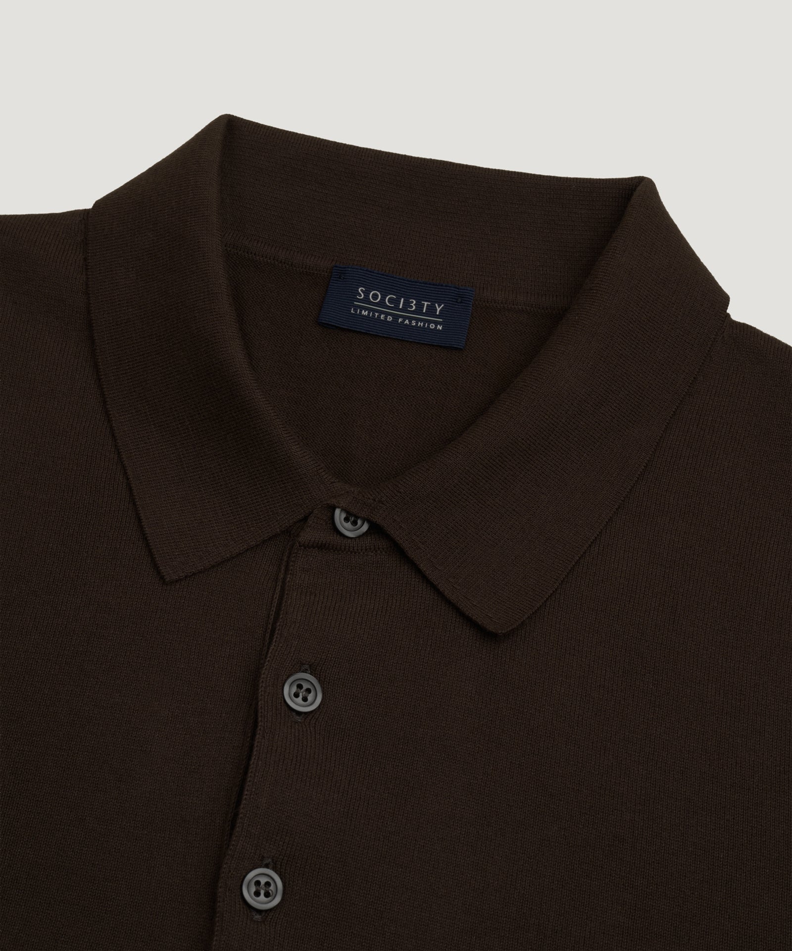 SOCI3TY Limited Fashion Polo fine 4 - ply katoen donkerbruin - THE SOCIETY SHOP