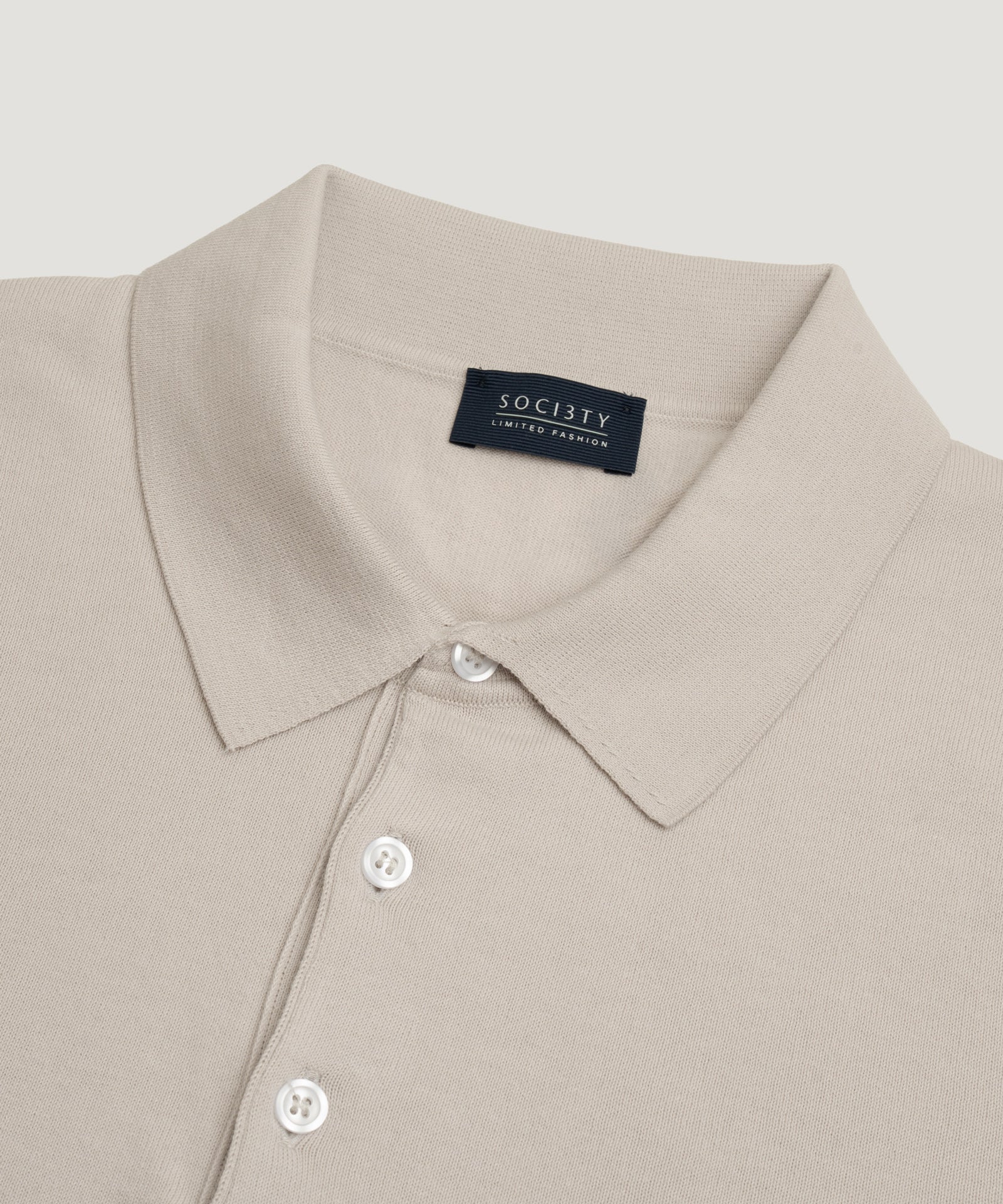 SOCI3TY Limited Fashion Polo fine 4 - ply katoen off - krijt - THE SOCIETY SHOP