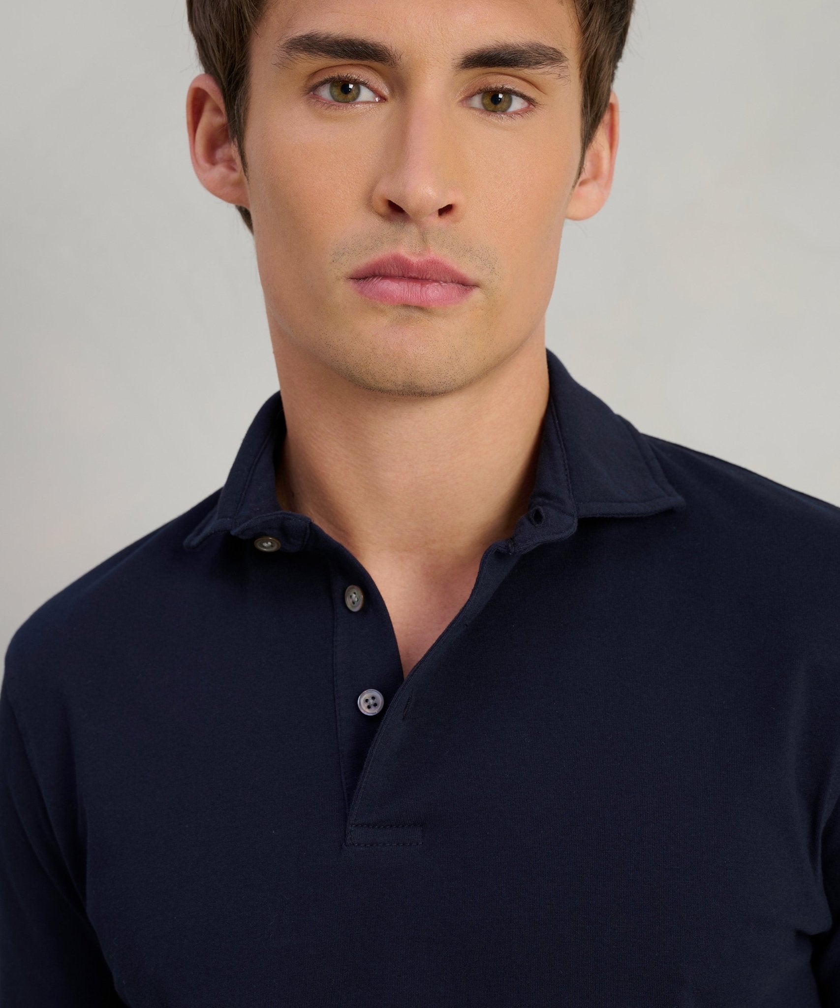 SOCI3TY Polo fine cotton jersey stretch donkerblauw - The Society Shop