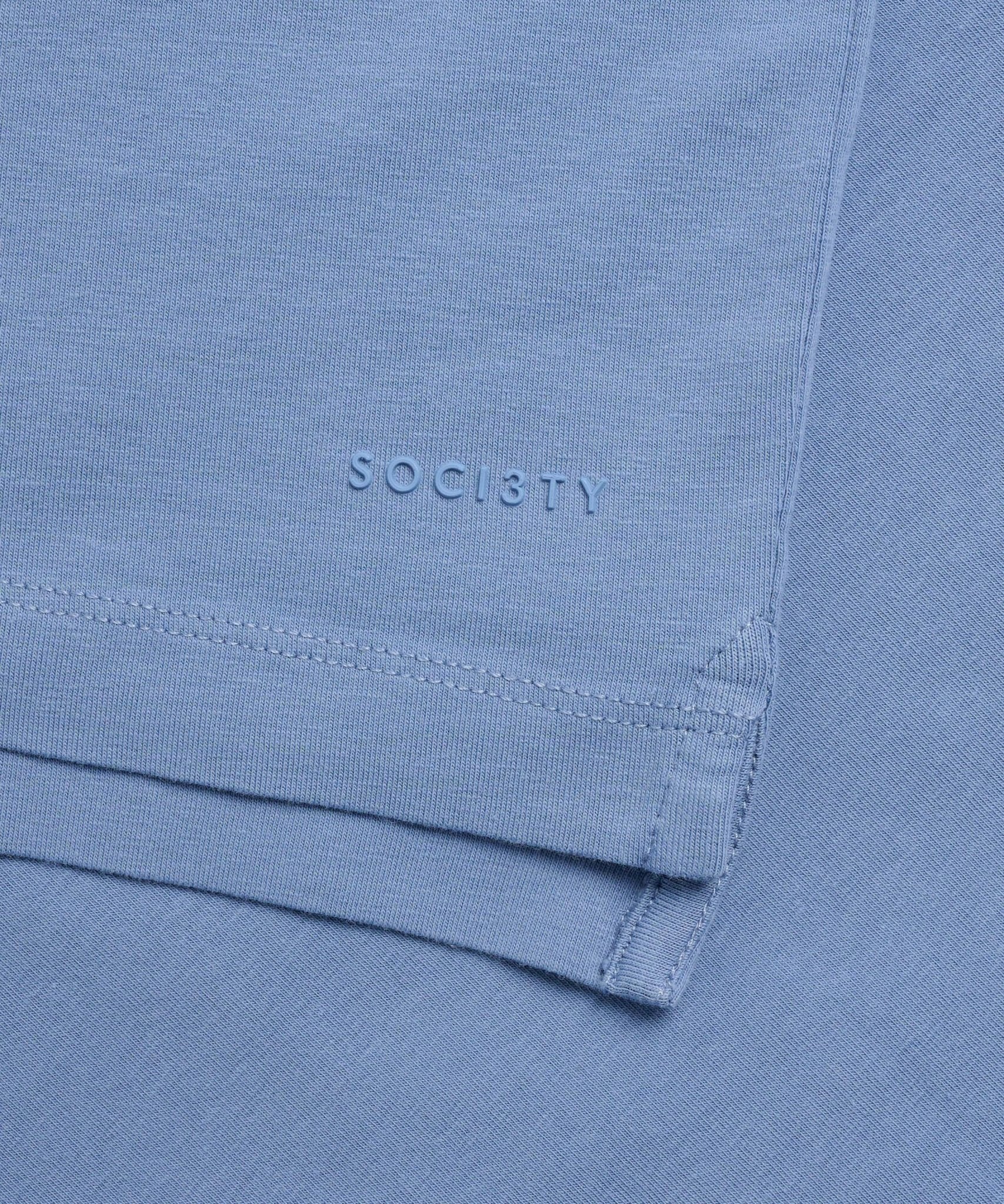 SOCI3TY Polo fine cotton jersey stretch faded blue - The Society Shop