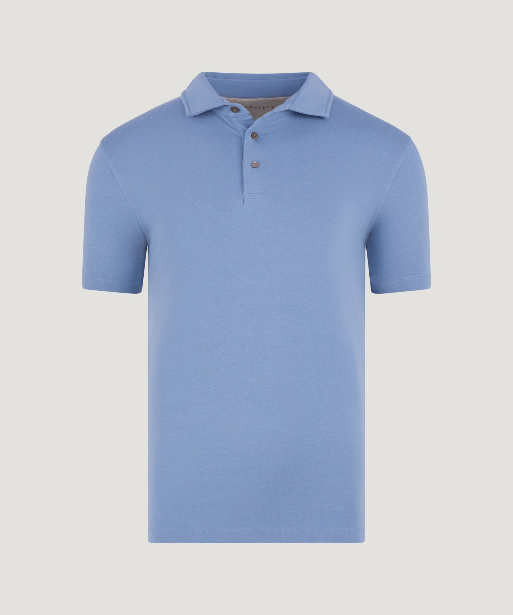 SOCI3TY Polo fine cotton jersey stretch faded blue - The Society Shop