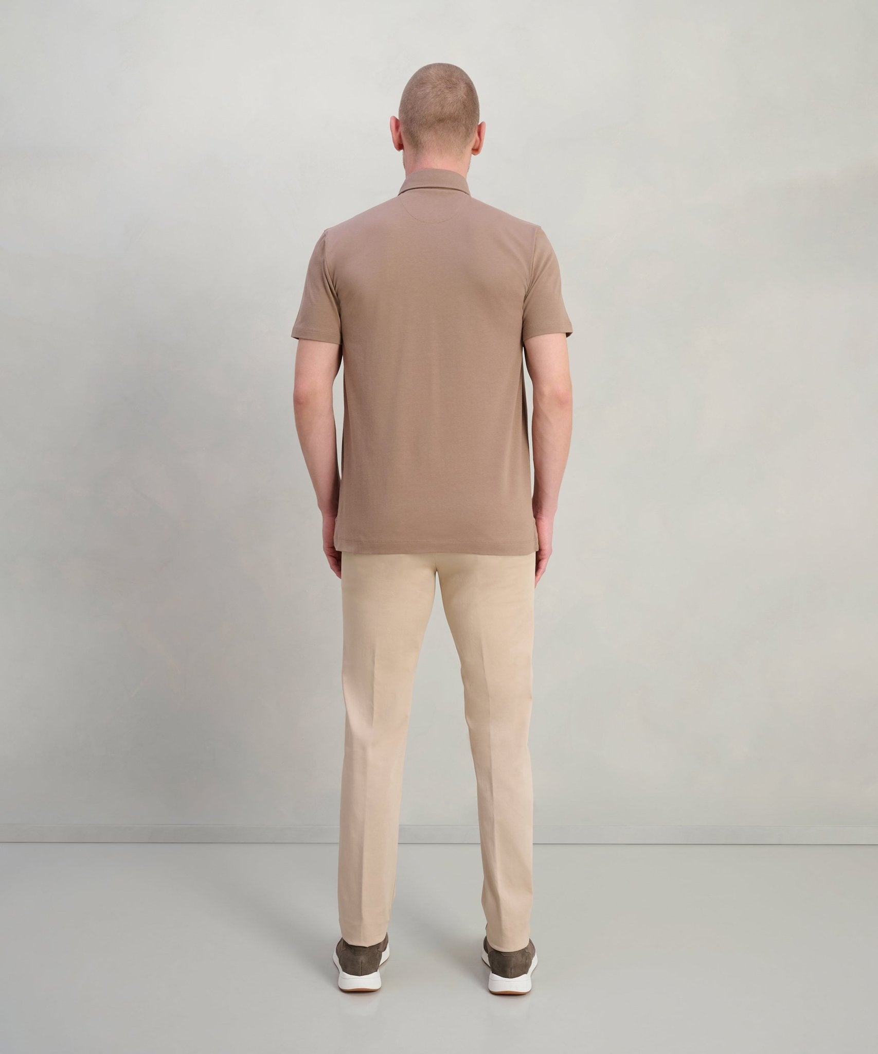 SOCI3TY Polo fine cotton jersey stretch mid sand - The Society Shop