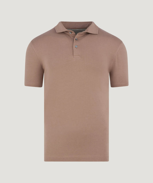 SOCI3TY Polo fine cotton jersey stretch mid sand - The Society Shop