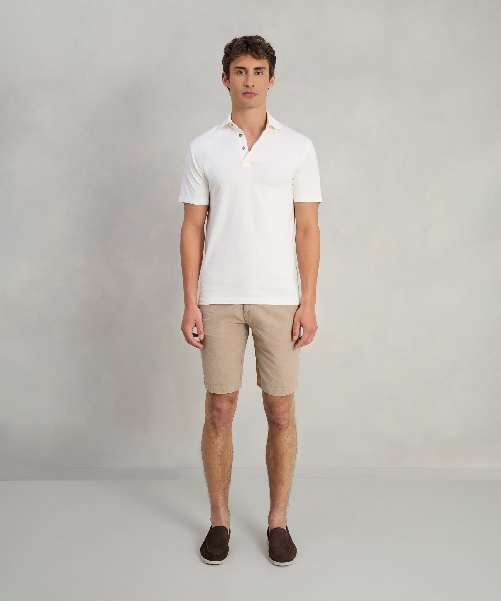 SOCI3TY Polo fine cotton jersey stretch off - white - The Society Shop