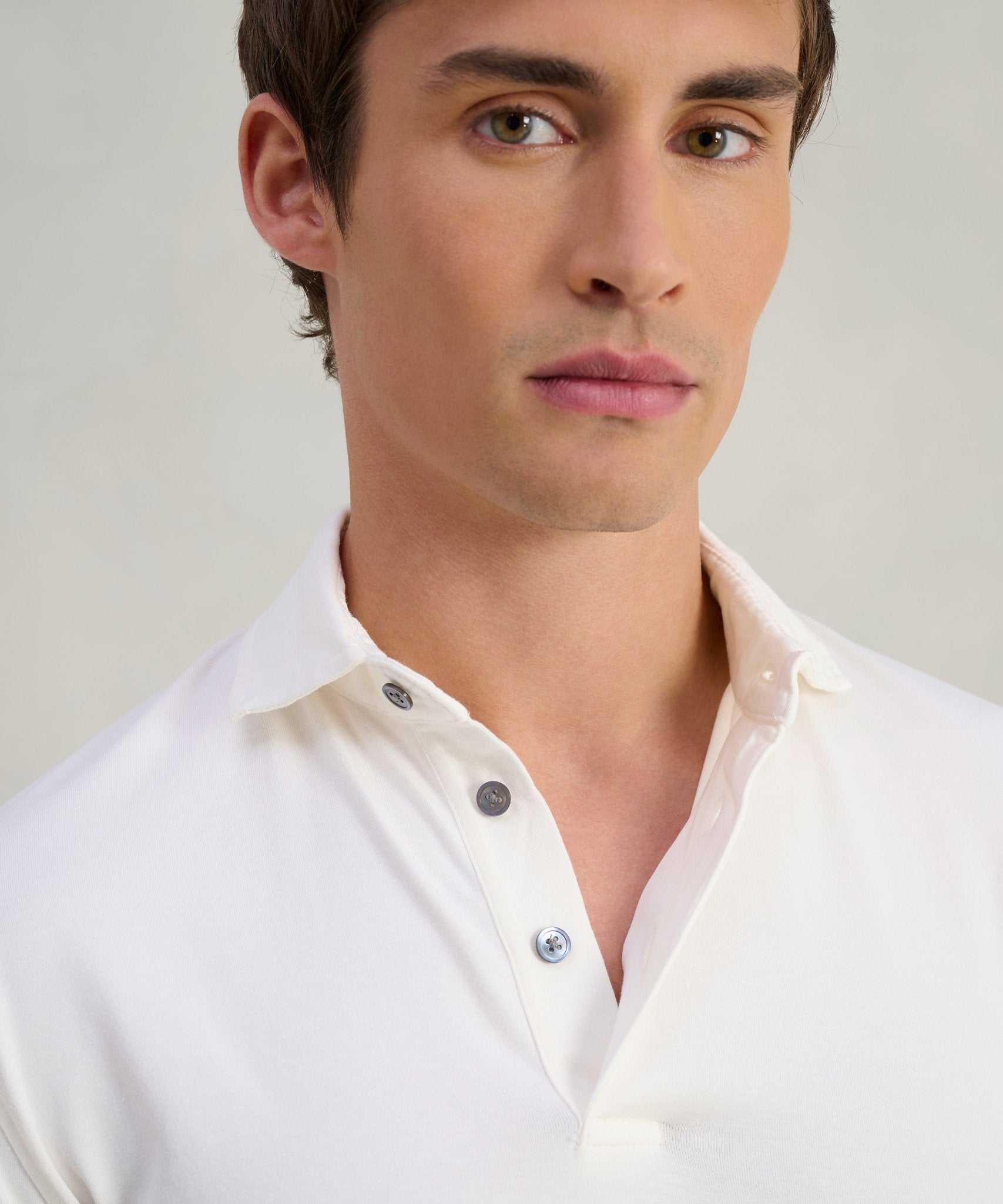 SOCI3TY Polo fine cotton jersey stretch off - white - The Society Shop