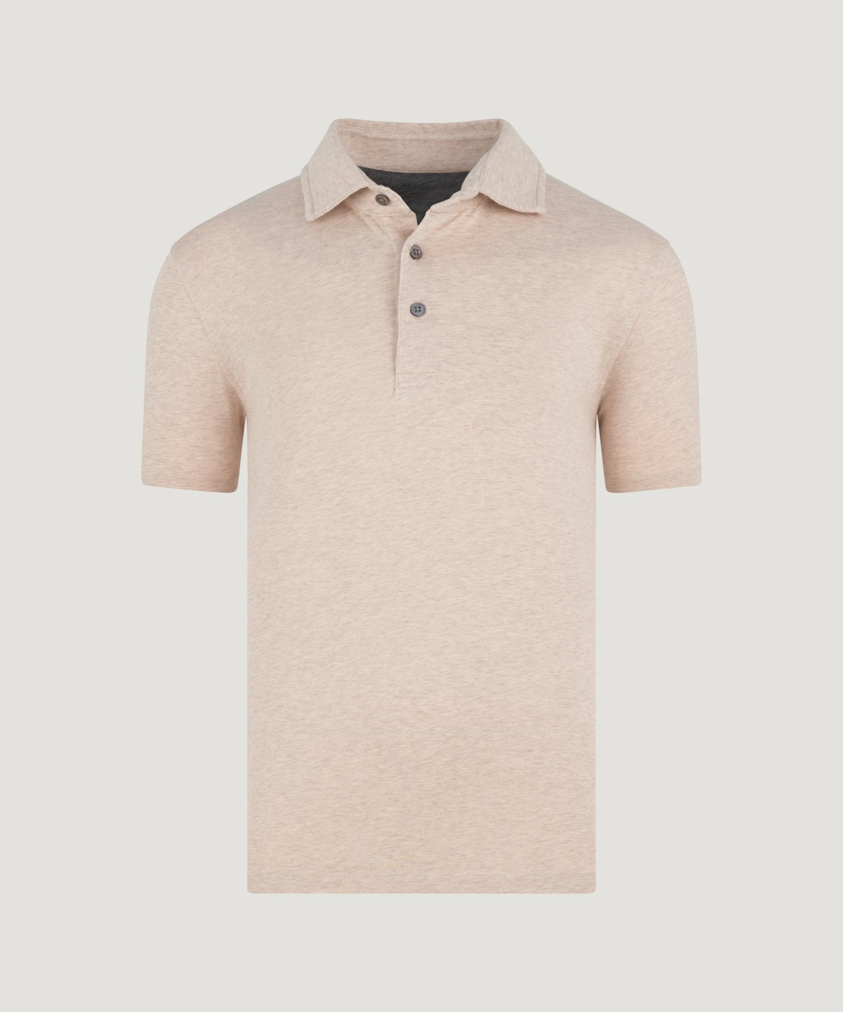 SOCI3TY Polo fine cotton jersey stretch zand melange - The Society Shop