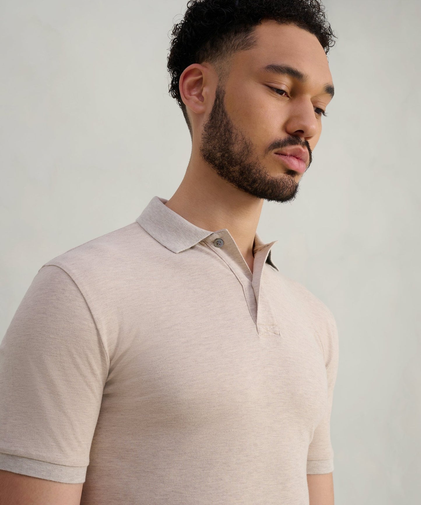 SOCI3TY Polo katoen piqué stretch beige melange - THE SOCIETY SHOP